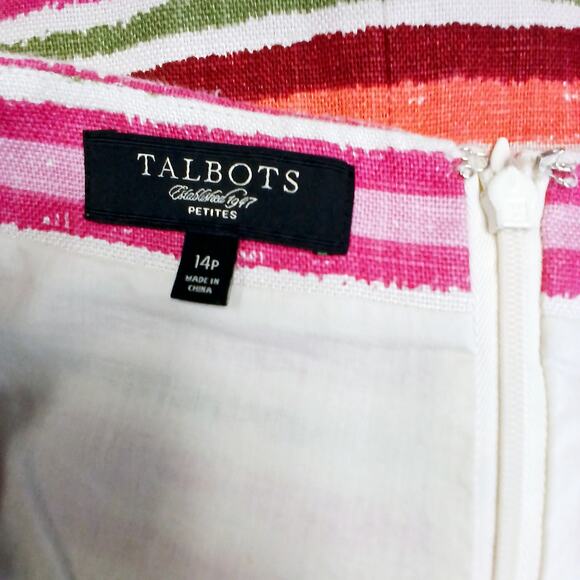 Talbots Established 1947 SZ 14P 100% Linen Self Cotton Lined Striped Skirt - Picture 5 of 6